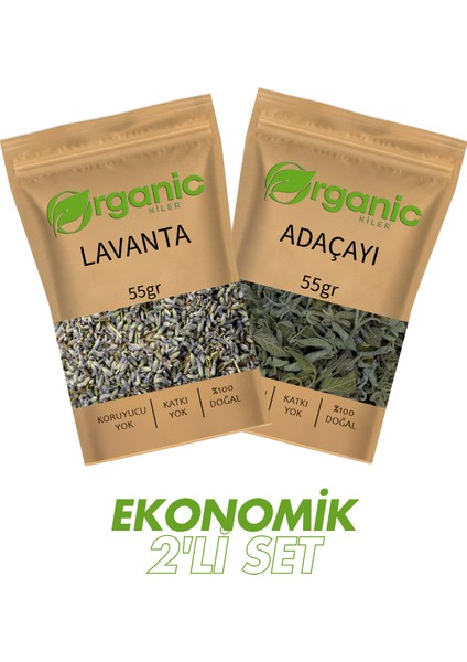 Doğal Bitki Çayı Seti – 55 gr Lavanta + 55 gr Adaçayı Doğal ve Katkısız