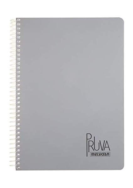 Pruva A4 Pet Spiralli Karton Kapaklı Defter 144 Yaprak - Astarlı - Gri/mavi(Çeşitli Renk)