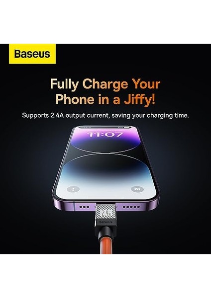 Coolplay Serisi Hızlı Şarj Kablosu USB To Ip 2.4A, 2m, Turuncu