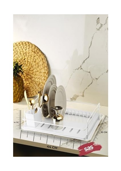 Haus Ömür Boyu Paslanmaz Bulaşıklık Bulaşık Sepeti Tek Katlı Tabaklık Termo Plastik Kaplama Beyaz Tbk-01 fiyatları