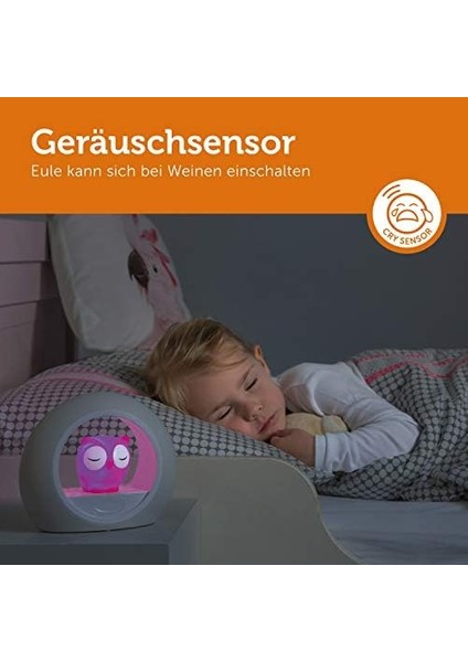 Kids Lou Ağlama Sensörlü Baykuş Gece Lambası, Pembe