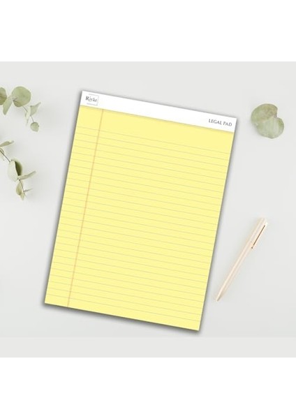 Boyut (216 x 297MM), Sarı Renkli Legal Pad, Notluk, Notepad, Defter, 50 Yaprak, Geniş Satır Aralığı, Okul, Iş ve Ofis Için, Türk Malı