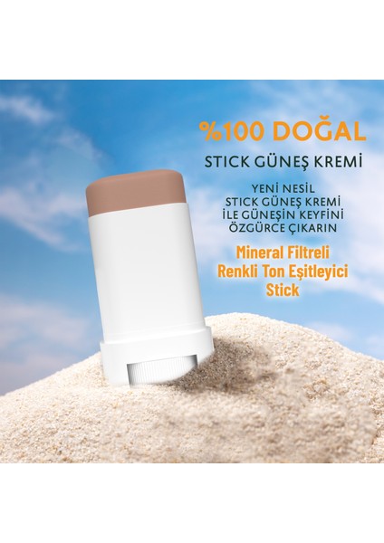 100% Doğal Güneş Koruyucu Sun Stick Renkli Mineral Filtreli Hassas Cilt Bitkisel UVA UVB SPF50+ 15 gr fiyatları