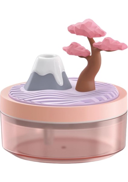 Manzara Temalı Hava Nemlendirici, 320ML Su Kapasitesi, USB Girişli, Sessiz Çalışma, Taşınabilir ve Dekoratif Tasarım (Sakura)