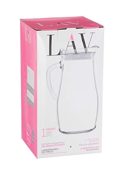 Misket Tekli Sürahi, 1.8 L Hacim, Cam, Beyaz