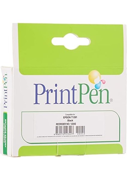 Epson T1291XL Siyah Yüksek Kapasite (18ML.) Muadil Mürekkep Kartuşu