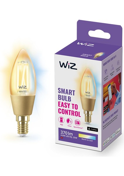 Wi-Fi 25W Sarı/beyaz Amber Cam Mum Tipi Akıllı Ampul C35 E14