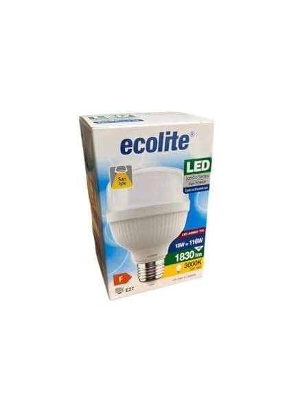 Ecolite 18W (116W) Jumbo LED Ampul 3000K Sarı Işık E27 Duylu