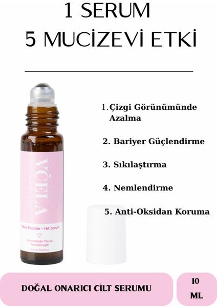 ANTI AGING Peptit + Matrıxyl + HA + Argireline İçeren 5-In-1 Multi Fonksiyonel Konsantre DOĞAL VEGAN Roll-On Serum