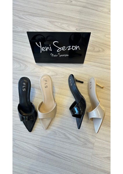 Elf Shoes Kadın Rugan Ince Topuklu Sivri Burun Terlik modelleri