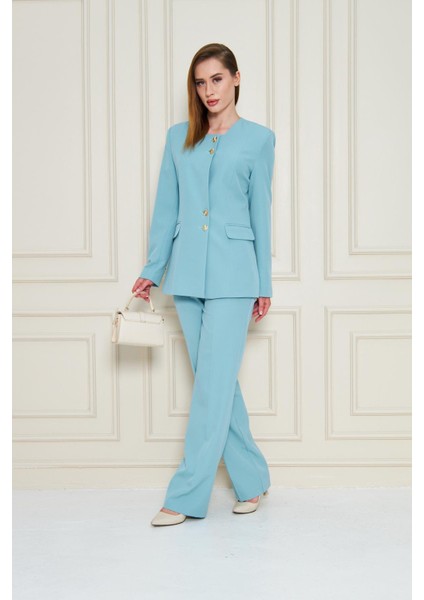 Gold Düğmeli Kare Yaka Takım Mint modelleri