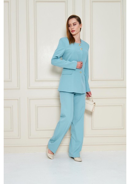 Gold Düğmeli Kare Yaka Takım Mint fırsatları