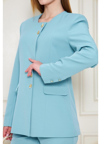 Gold Düğmeli Kare Yaka Takım Mint indirimleri