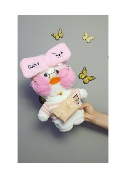 Kawaii Karikatür 30 cm Ördek Pembe Kıyafetli Aksesuarlı Beyaz fiyatları
