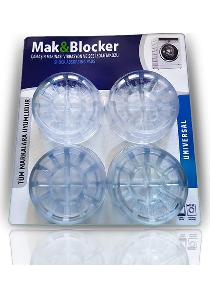 & Blocker Çamaşır Makinesi Titreşim Önleyici Ayak (Şeffaf Kauçuk)