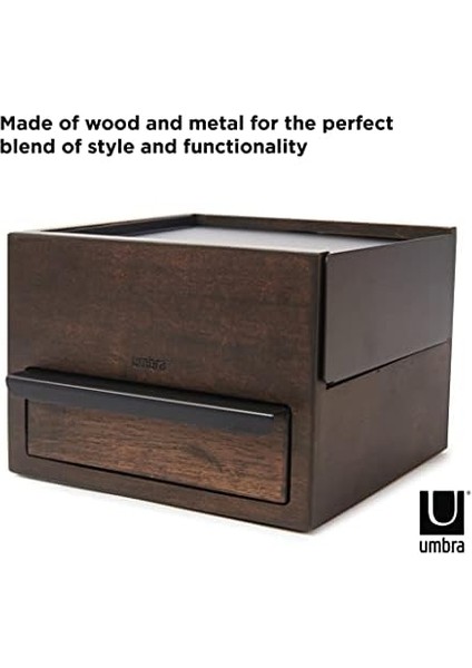 Stowit Tasarım Takı Kutusu - Modern Takı Box Geheimfaechern Yüzükler, Bileklikler, Saatler, Kolyeler, Küpeler ve Aksesuarlar Için, Ahşap/metal, Ahşap, Schwarz / Walnuß, Mini
