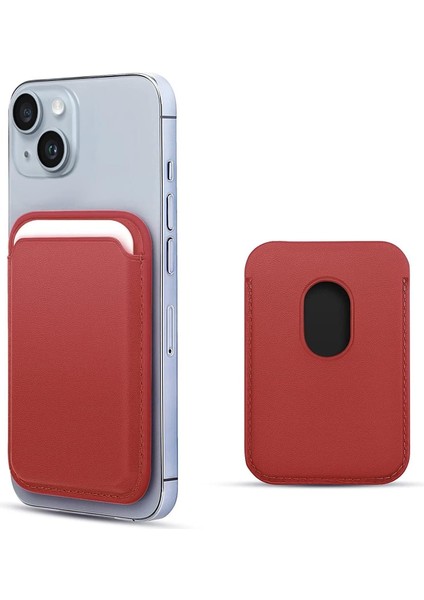 Kılıf Apple iPhone 15 Plus Için Leather Wallet Magsafe Kırmızı [iphone 15 Plus ile Uyumlu Kılıf - Kırmızı]