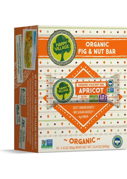 Organik Kayısı&incir&fındık Bar - Meyve Barı- Organik Meyve Barı- Glutensiz- Vegan- 40GR x 16 Ad