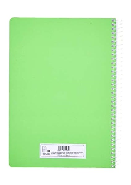 Pruva A4 Pet Spiralli Karton Kapaklı Defter 144 Yaprak - Çizgili - Yeşil