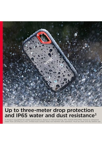 Extreme Portable SSD 2 Tb (Taşınabilir Nvme Ssd, Usb-C, 1.050 Mb/sn'ye Kadar Okuma Hızı ve 1.000 Mb/s Yazma Hızı, Su ve Toza Dayanıklı) SDSSDE61-2T00-G25