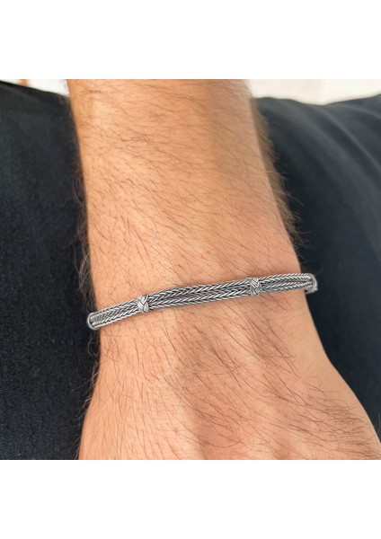 Gümüş Örme Erkek Bileklik fırsatları