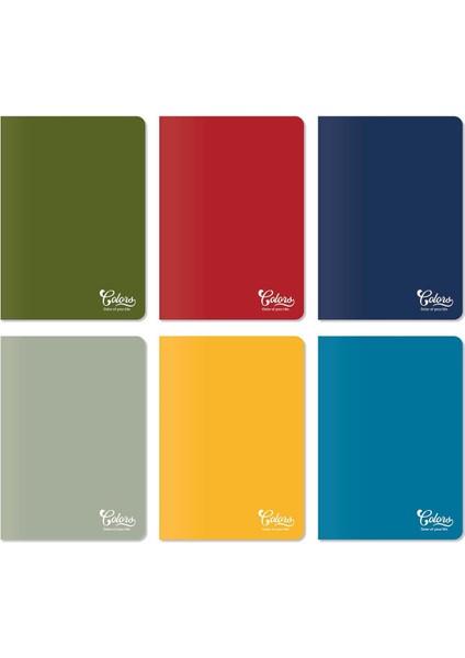 Colors Ofis Serisi, A5 60 Yaprak Çizgisiz Karton Kapaklı Defter 6'lı Paket Renkli