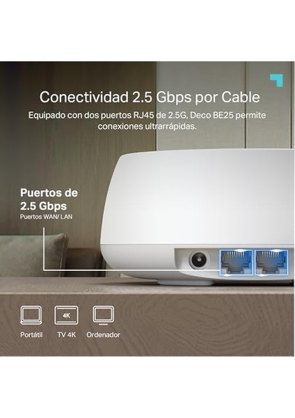 Deco BE25(3-PACK), BE3600 Mbps, 2× 2.5 Gbps Portlar, Aı Destekli Çoklu Işlem Kabiliyeti, 150 Cihaza Kadar Bağlanılabilirlik, Vpn, Wpa3, Dual-Band Wi-Fi 7 Mesh Sistemi