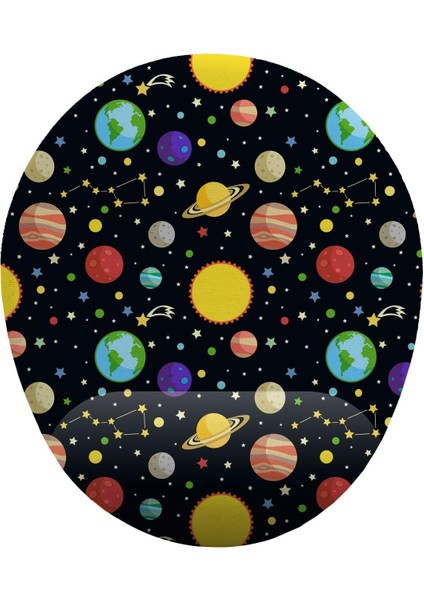 Fikirler Güneş Sistemi ve Gezegenler Bilek Destekli Mouse Pad
