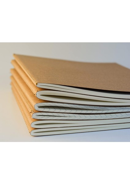 Tanıtım 4 Adet Çizgili Terzi Dikişli Defter, A5 Boyutunda, Ofis Için Ideal, Planlayıcı (Kraft Kapak Tasarımı)