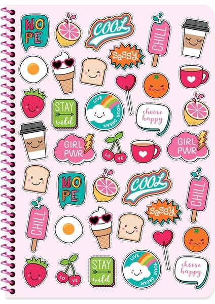 Color A4 80 Yaprak Çizgili Pp Kp. Spiralli Sweet Fun Defter