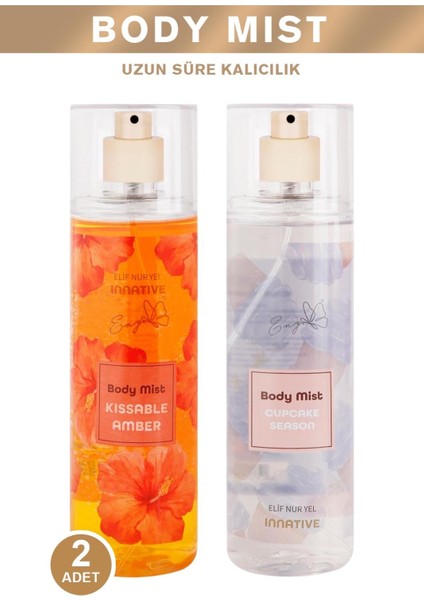 2x Elif Nur Yel Eny Body Mist Cupcake & Kissable Amber Vücut Spreyleri