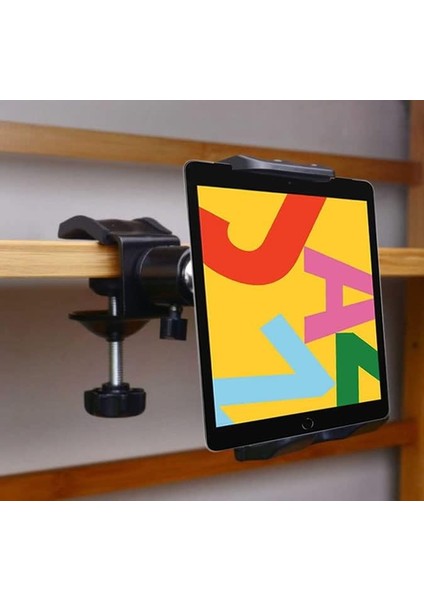 Masa, Raf Tablet ve Telefon Tutucu Sıkıştırmalı Ayarlanabilir Sehpa Sıra Raf Mobilya Kenarına Profesyonel Tutucu Kıskaçlı Stand Kolay Kurulum 4-13 Inç Arası Cihazlar Için Uygun B3