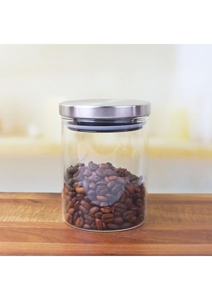 300 ml Vakumlu Metal Kapaklı Borosilikat Cam Kavanoz (8.5CM*10CM) 1 Adet