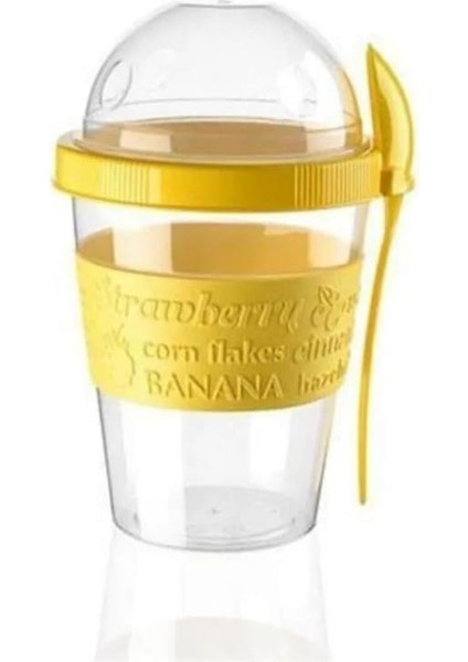 Deer Go Detoks Kapaklı Kaşıklı Hazırla Nane Çık Meynaneli Yoğurt Müsli Kabı Beslenme Diyet 600 ml Sarı, Black Deer