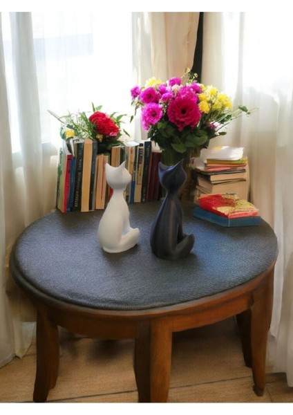 Minimalist Dekoratif Kedi Heykeli –siyah & Beyaz Estetik Figür Dekoratif Kedi 2 Adet 15 cm Forecaste fırsatları