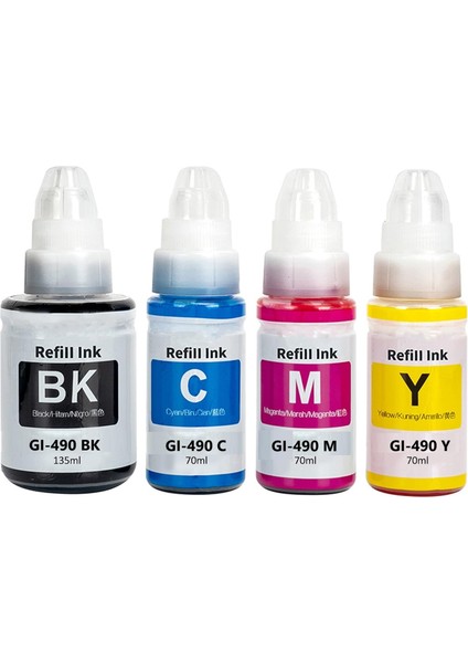 Canon Pixma G2400/G2410 Yazıcı Uyumlu 4 Renk Muadil Mürekkep Seti 70ML Renkliler / 135ML Siyah