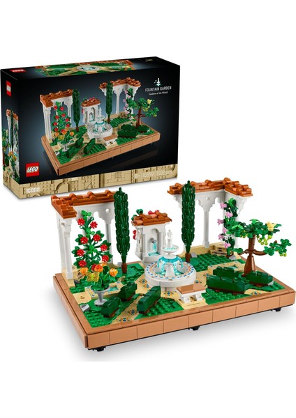 Icons Fıskiyeli Bahçe 10359 - Yetişkinler Için Ev ve Ofis Dekoru, Selvi Ağaçları, Çiçekler ve Hayvan Figürleri Içeren Sergilenebilir Bahçe Modeli Yapım Seti (1302 Parça)