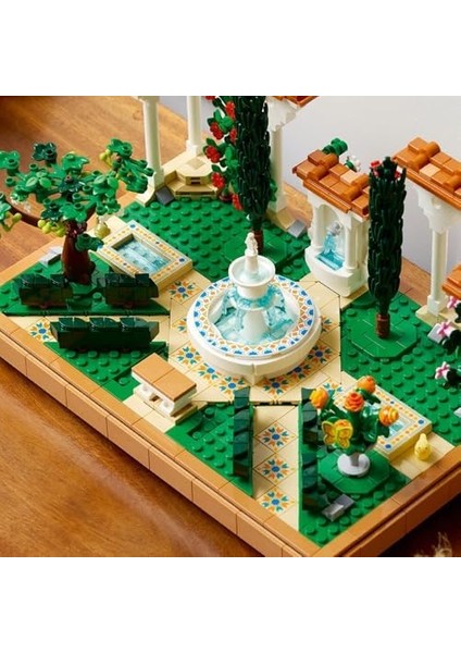 Icons Fıskiyeli Bahçe 10359 - Yetişkinler Için Ev ve Ofis Dekoru, Selvi Ağaçları, Çiçekler ve Hayvan Figürleri Içeren Sergilenebilir Bahçe Modeli Yapım Seti (1302 Parça) modelleri