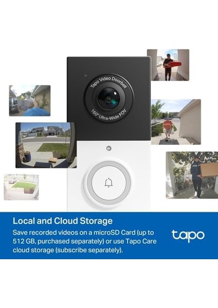Tapo D210, 2k 3mp, Pille Çalışır, Iki Yönlü Konuşma, IP64, Bulut/yerel Depolama, Alexa ve Google Home ile Çalışır, Kolay Kurulum, Tapo Akıllı Görüntülü Renkli Gece Görüş Destekli Kapı Zili