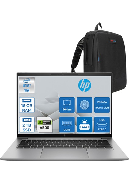 Zbook Firefly 14 G11 Ultra Core U7 165H 16GB Ddr5 2tb SSD 4GB/RTXA500 14" Wuxga IPS Freedos Taşınabilir Bilgisayar 8K0G6AVF03 + Zettaçanta