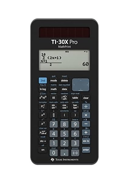 Instruments TI-30X Pro Mathprint Okul Hesap Makinesi (4 Satırlı Yüksek Çözünürlüklü Ekran, Güneş Enerjisi ve Pille Çalışır), Siyah