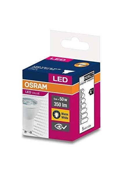 4052899949683 LED Value Par 16 50 5W Sarı Işık GU10 Duy Spot Ampul