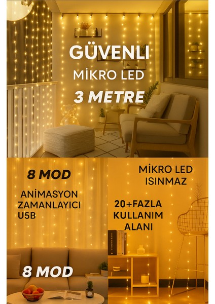 Perdesi Dize Işıkları, 3m x 3m 300 LED Peri Işıkları 8 Modlu Su Geçirmez LED Dize Işıklar Uzaktan Kumandalı ve Zamanlayıcı Kapalı Açık Bahçe fırsatları