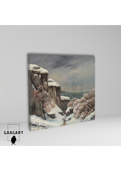 Kare Kanvas Tablo Ünlü Eserler G. Courbet-Falaises Au Bord De La Mer Sous La Neige fiyatları