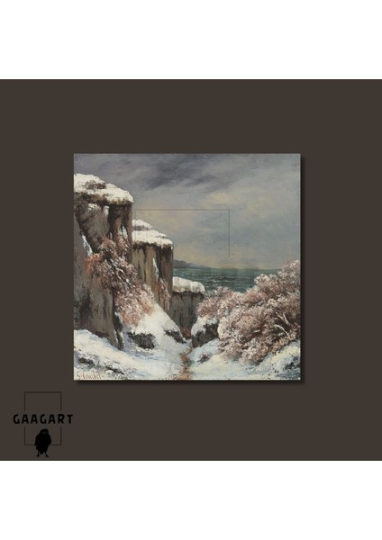 Kare Kanvas Tablo Ünlü Eserler G. Courbet-Falaises Au Bord De La Mer Sous La Neige modelleri