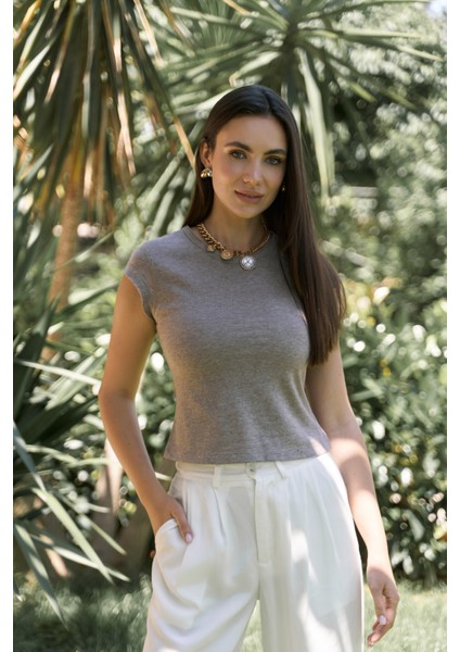 Kensal Dar Kesim Vizon T-Shirt