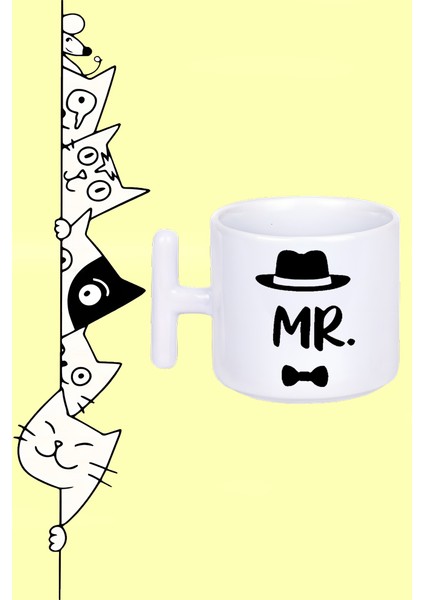 Mr. Adam Erkek Tasarım Baskılı Beyaz T Sap Kupa Bardak