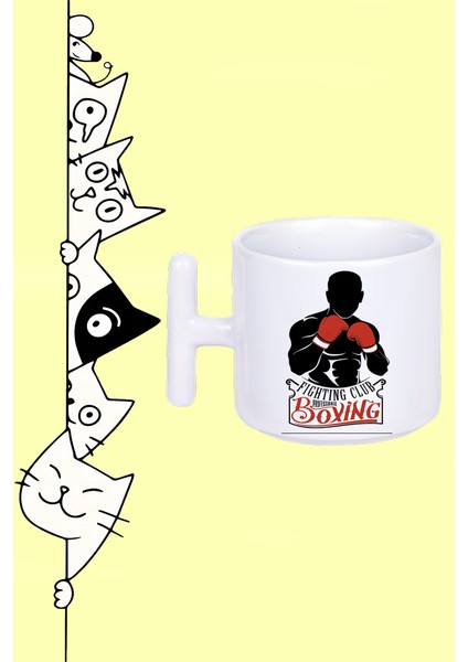 Profesyonel Boksör Boks Eldiven Tasarım Baskılı Beyaz T Sap Kupa Bardak