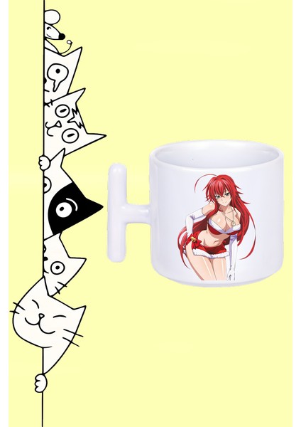 Gremory Rias Karakter Anime High School Dxd Tasarım Baskılı T Sap Beyaz Kupa Bardak