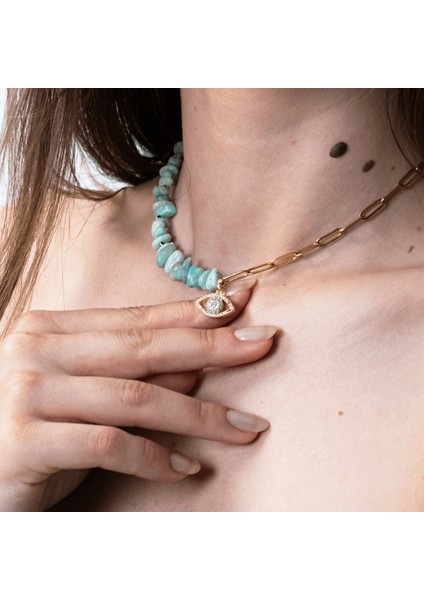 Arven - Amazonit Doğal Taş Kolye